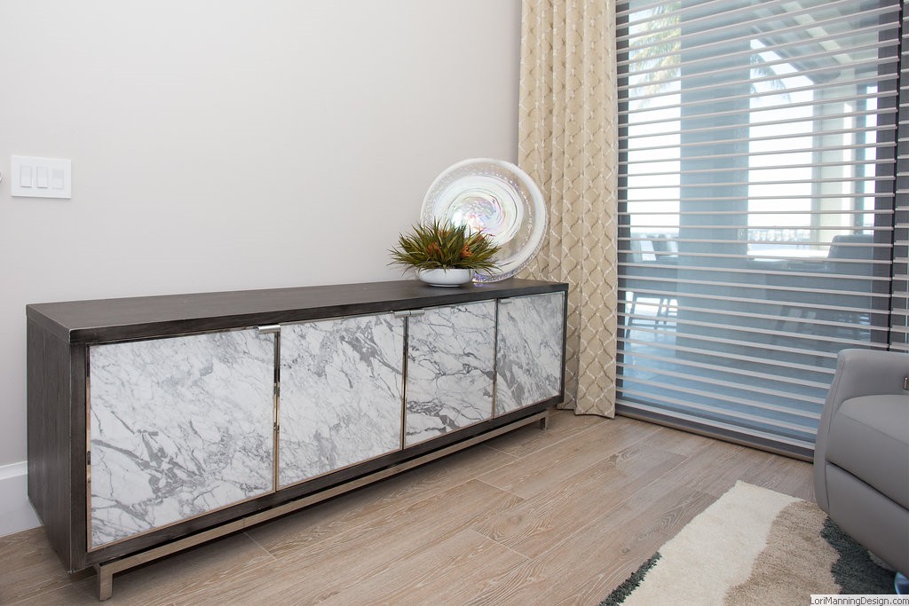 Stone look front credenza