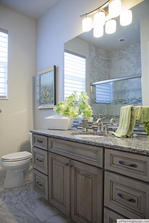 Lime green accent in bathroom