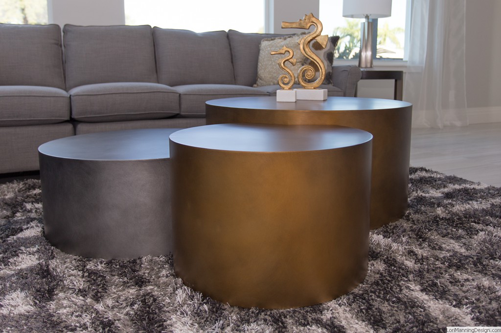 Family Room Table - nesting tables in gold and silver