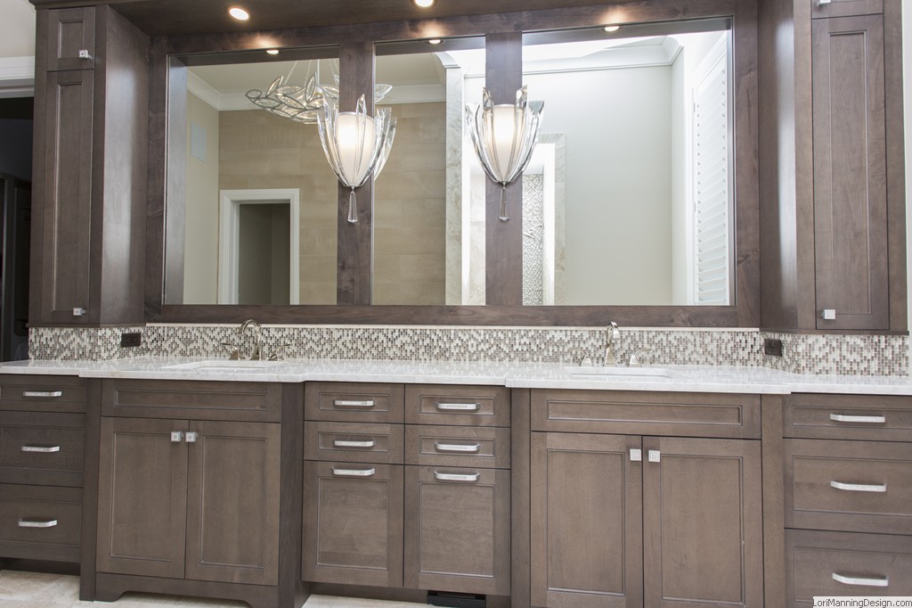 Master Bath custom cabinets, inset decorative lights